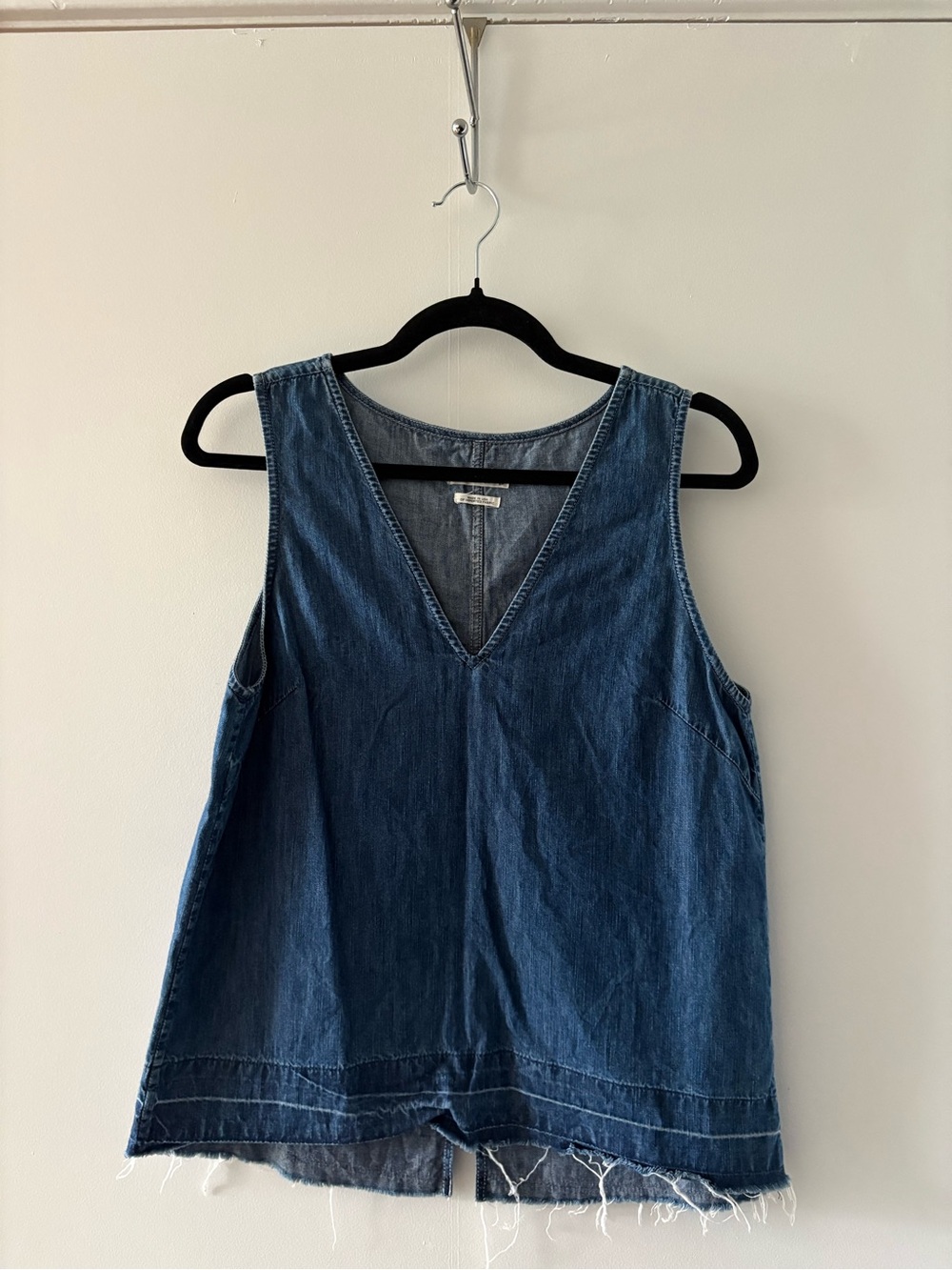 rag & bone Denim frayed hem tank Top
